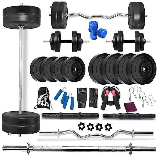 Allshopt 30kg 4 Rods Exercise Sets Combo Strength Training Home Gym Set Kit.